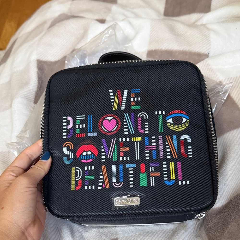 Sephora Black makeup  Bag with Vibrant Typography